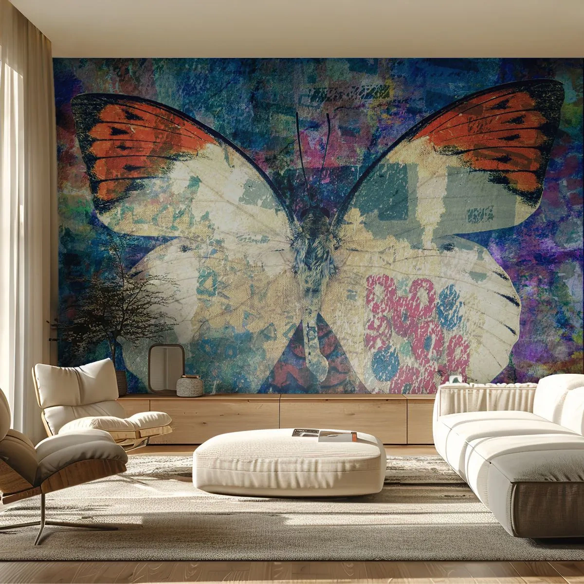 Fotobehang Standard Eco - Subtiele kwetsbaarheid - Vlinder, Abstractie, Deel - 400x280 cm