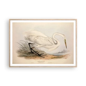 Een poster in een licht eiken lijst - Dame op de biezen - 100x70 cm