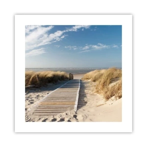 Poster - Achter het duin, in het ruisen van gras - 40x40 cm