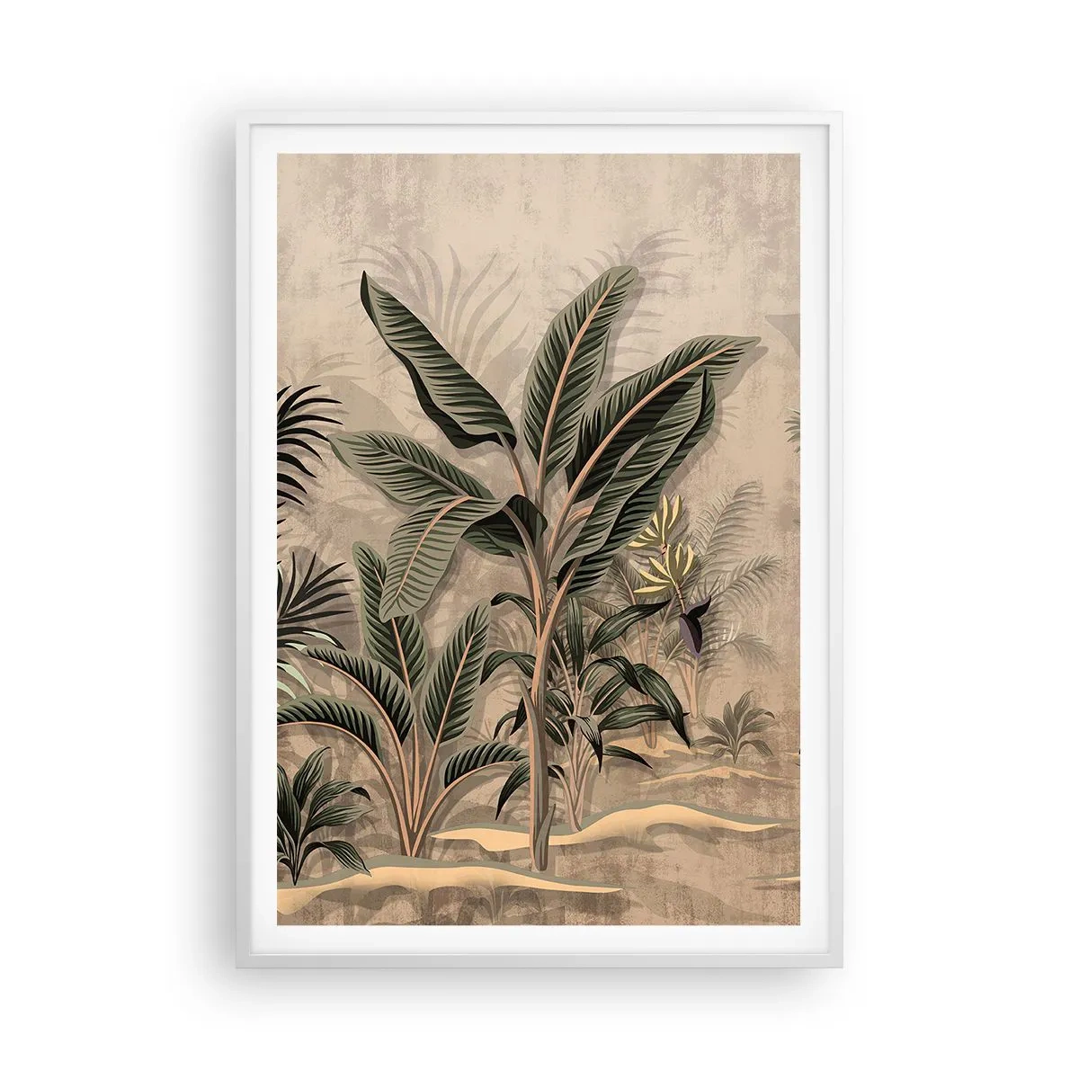 Poster in een witte lijst - Een gravure in koloniale stijl - 70x100 cm