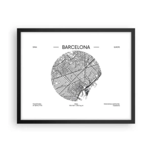Poster in een zwarte lijst - Anatomie van Barcelona - 50x40 cm