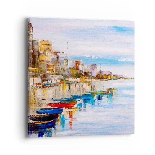 Schilderen op canvas - Een veelkleurig stedelijk toevluchtsoord - 40x40 cm