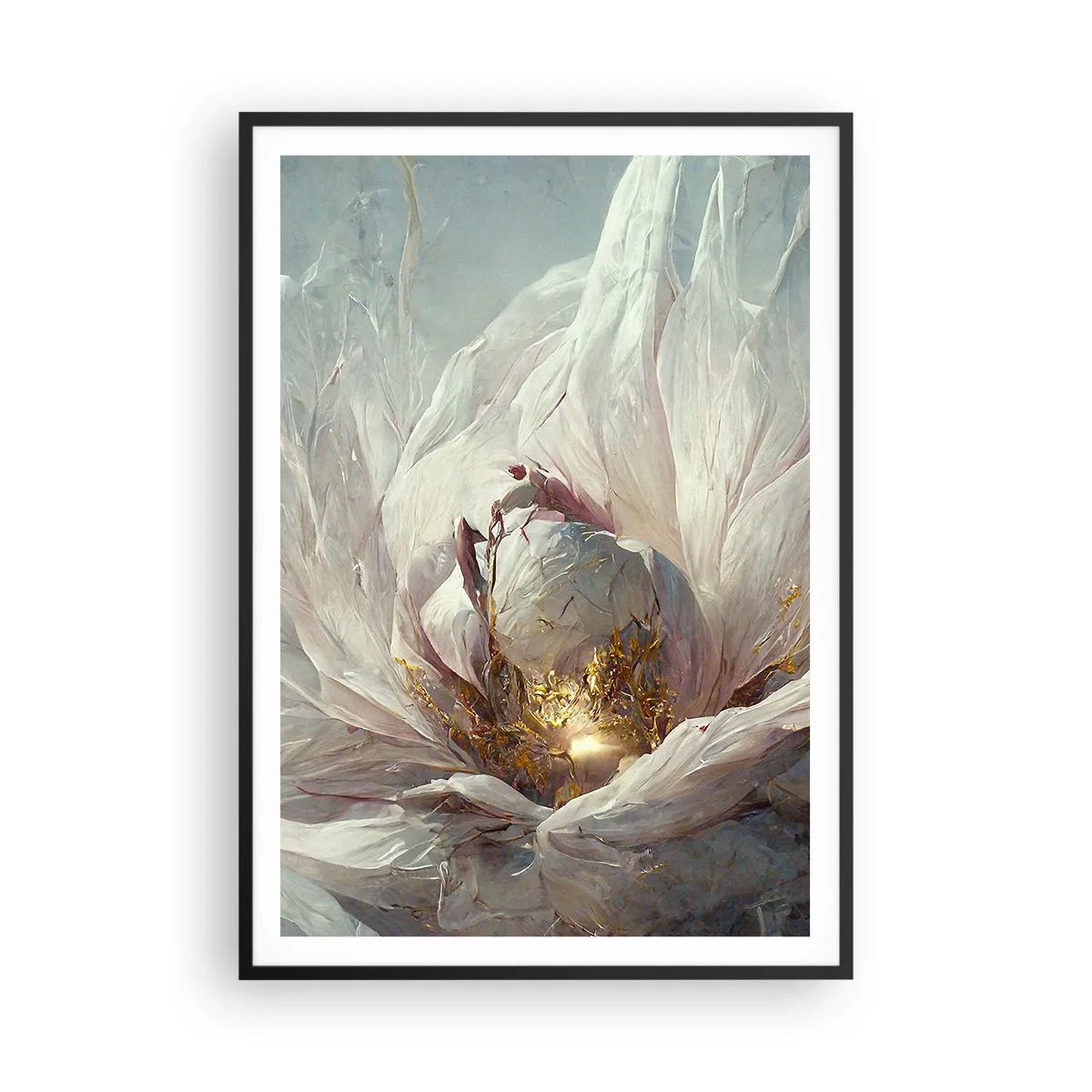 Poster in een zwarte lijst - Hij bloeit eens in de honderd jaar - 70x100 cm