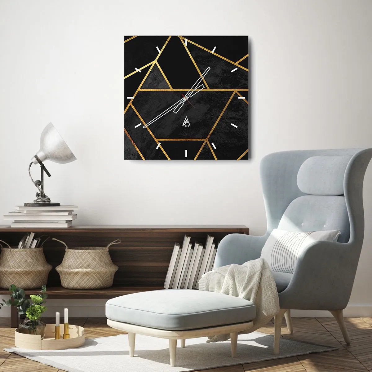 Wandklok - Klok - Duisternis en glans - 40x40 cm