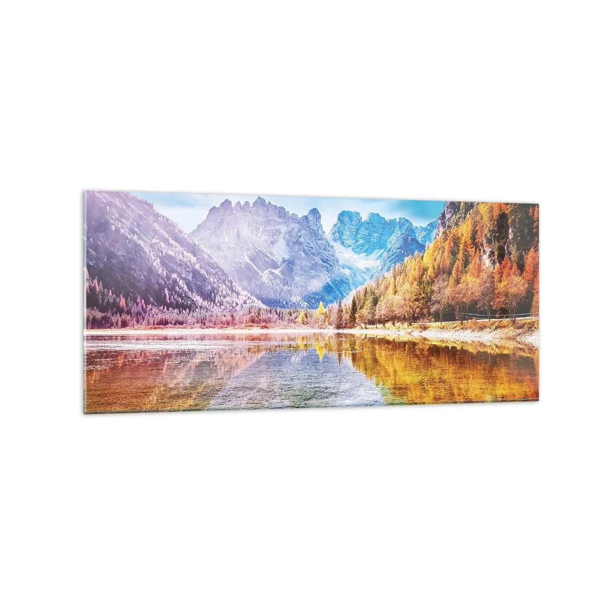Schilderen op glas - En het is al herfst in de bergen - 120x50 cm