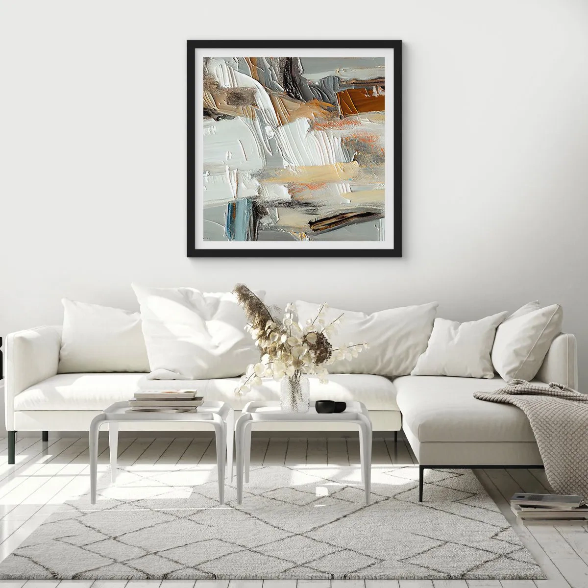 Poster in een zwarte lijst - Kleurrijke lagen - 30x30 cm
