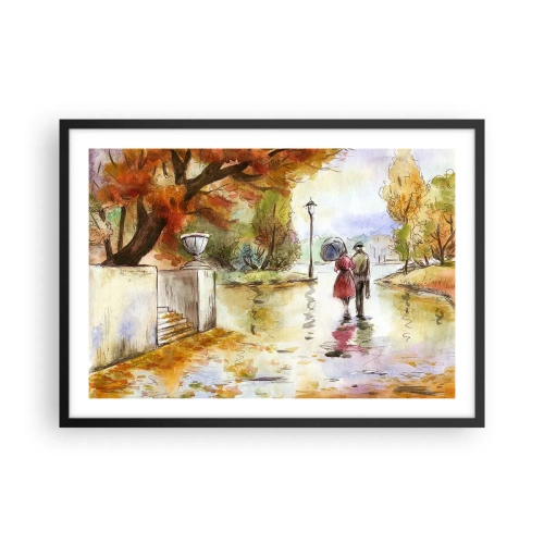 Poster in een zwarte lijst - Romantische herfst in het park - 70x50 cm