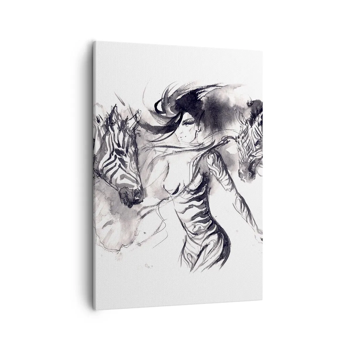 Schilderen op canvas - Dansend met de zebra's - 50x70 cm