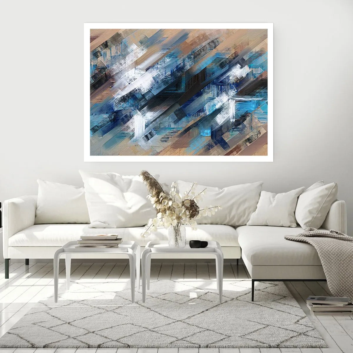 Poster - Op een blauwe diagonaal - 91x61 cm