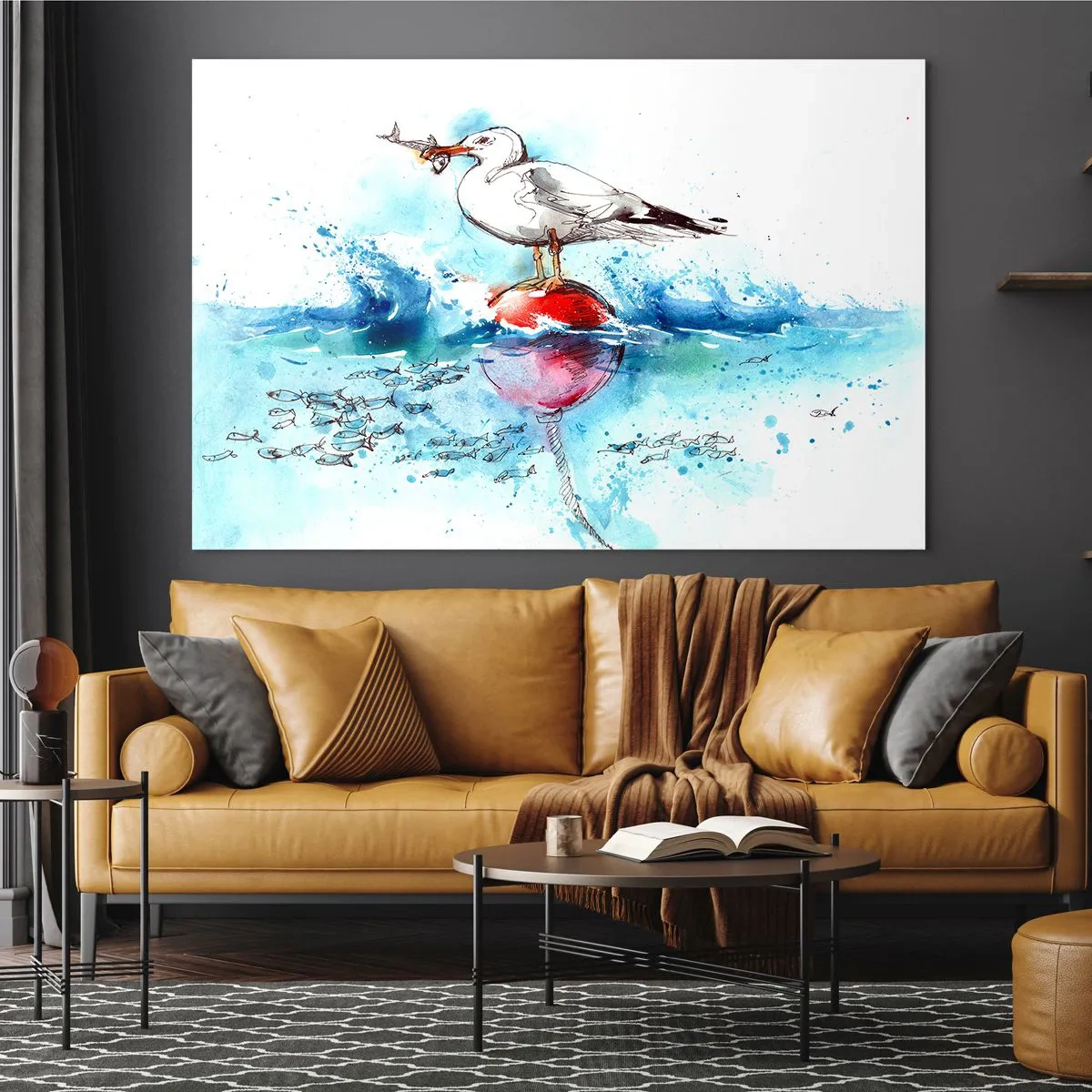 Schilderen op glas - Succesvolle vangst - 120x80 cm