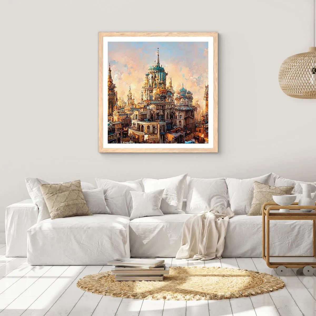 Een poster in een licht eiken lijst - Stad der steden - 50x50 cm