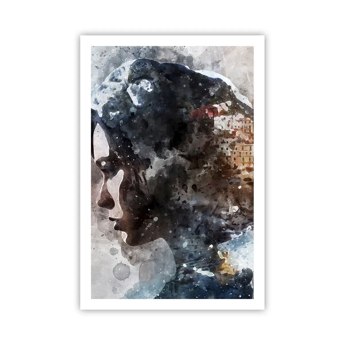 Poster - Een verhaal over een meisje met een stad op de achtergrond - 61x91 cm