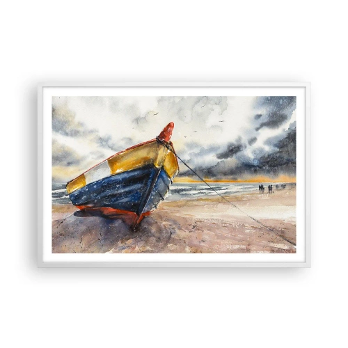 Poster in een witte lijst - Rust aan de kust - 91x61 cm
