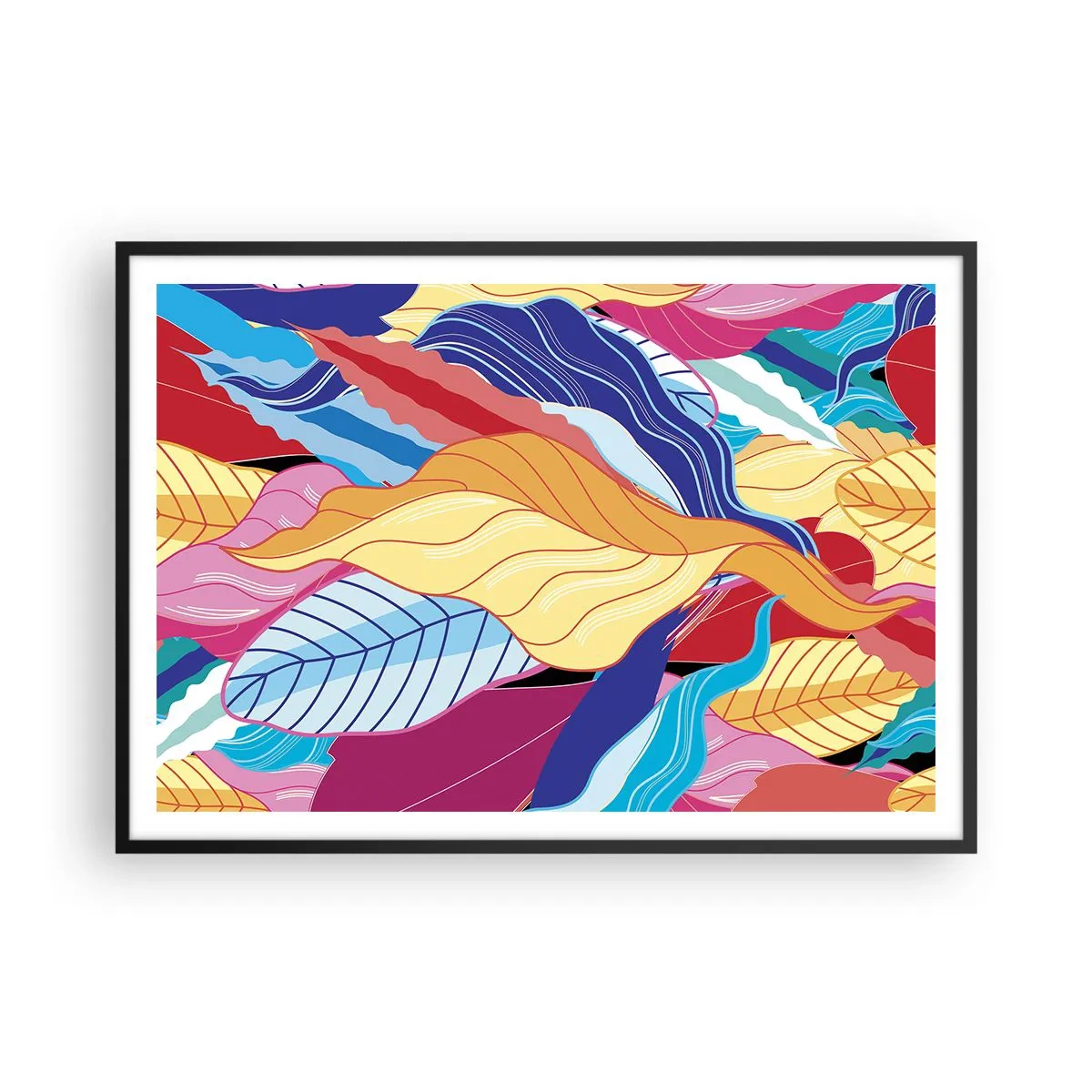 Poster in een zwarte lijst - Een kleurrijke puinhoop - 100x70 cm