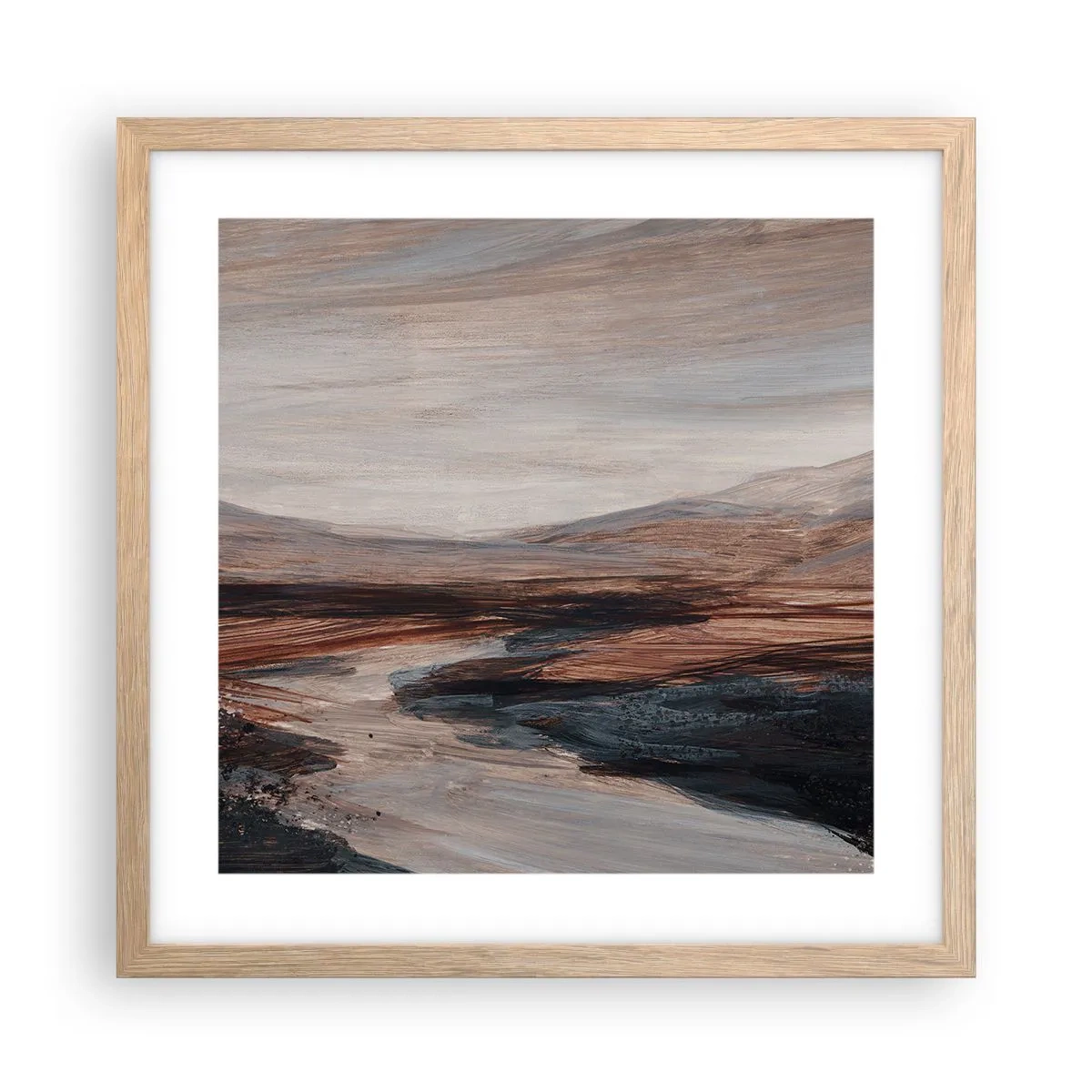 Een poster in een licht eiken lijst - Een rustige vallei - 40x40 cm