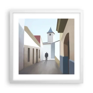 Poster in een witte lijst - Een zonnige wandeling - 40x40 cm
