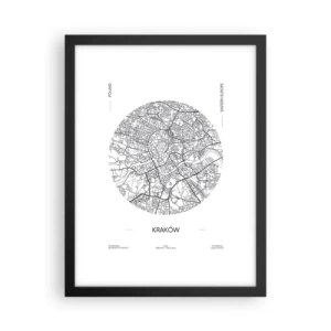 Poster in een zwarte lijst - Anatomie van Krakau - 30x40 cm