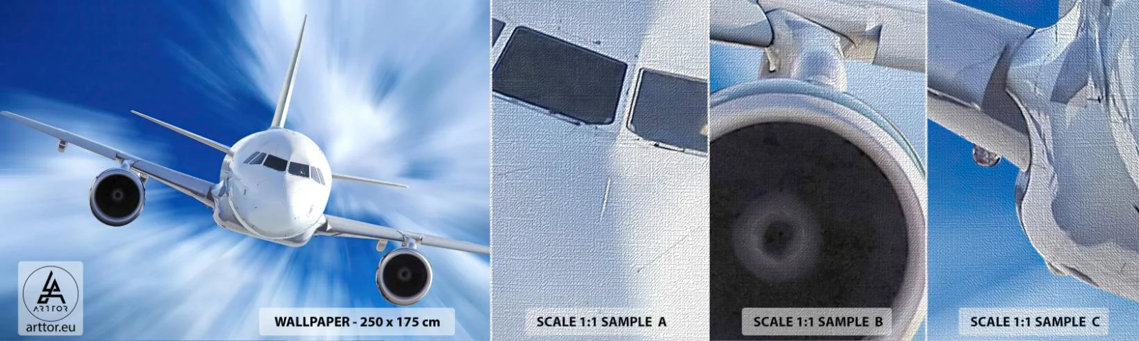 Fotobehang Monster Premium Canvas - Sneller dan de wind in de lucht - Vliegtuig, Vliegtuigen, Reizen - 100x30 cm