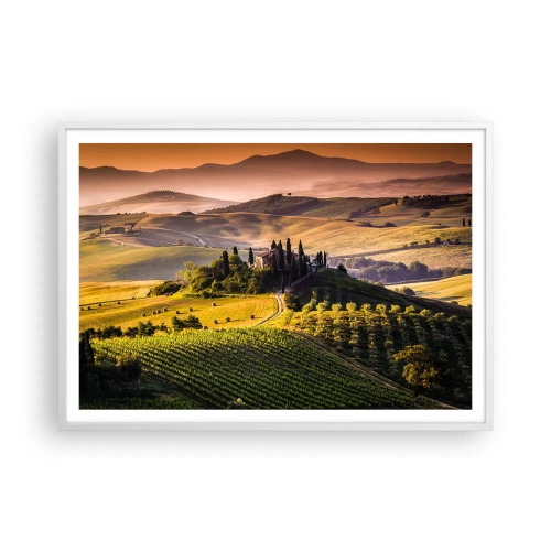 Poster in een witte lijst - Arcadia - het Toscaanse landschap - 100x70 cm