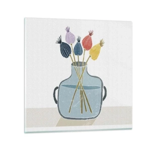 Schilderen op glas - Alsof hij met maanzaad heeft gezaaid - 70x70 cm