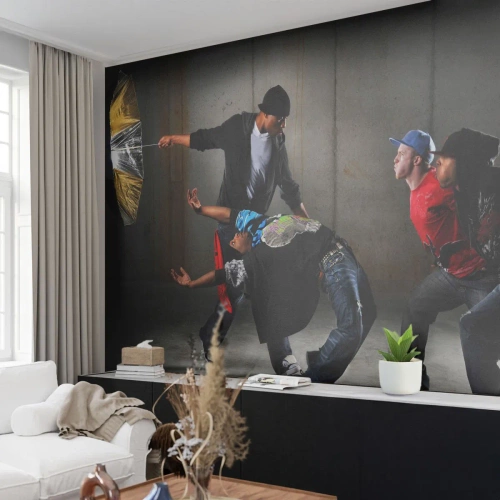 Fotobehang op maat Premium Sand - Dansend met de straatwind - Dans, Muziek, Mensen