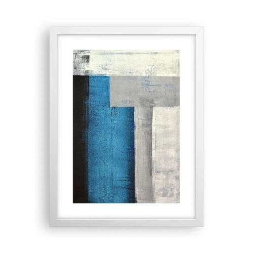 Poster in een witte lijst - Een poëtische compositie van grijs en blauw - 30x40 cm