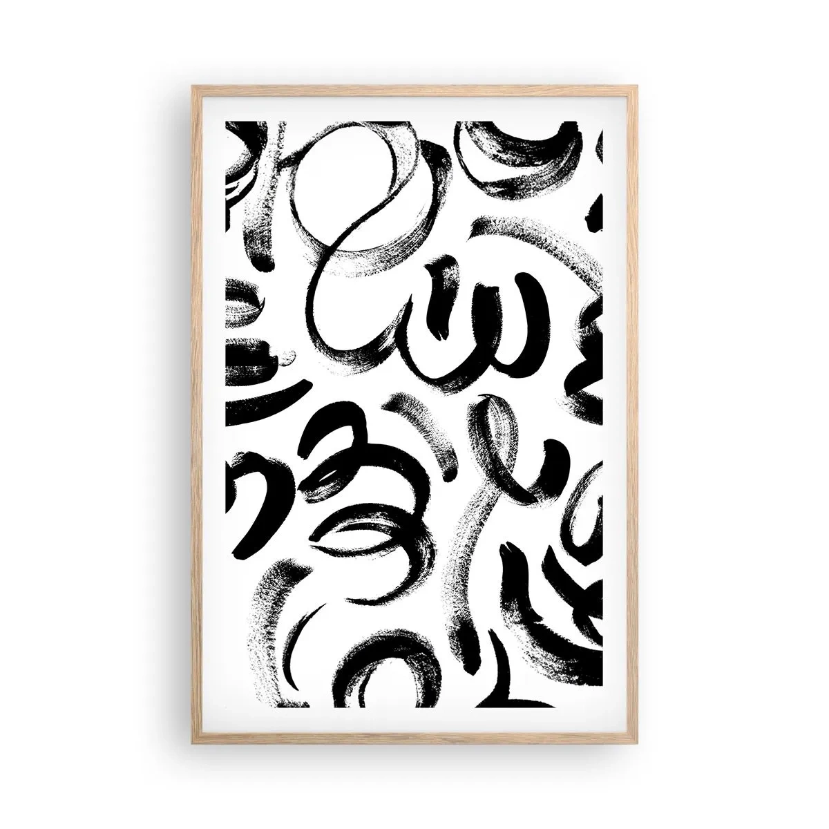 Een poster in een licht eiken lijst - Zwart op wit - 61x91 cm