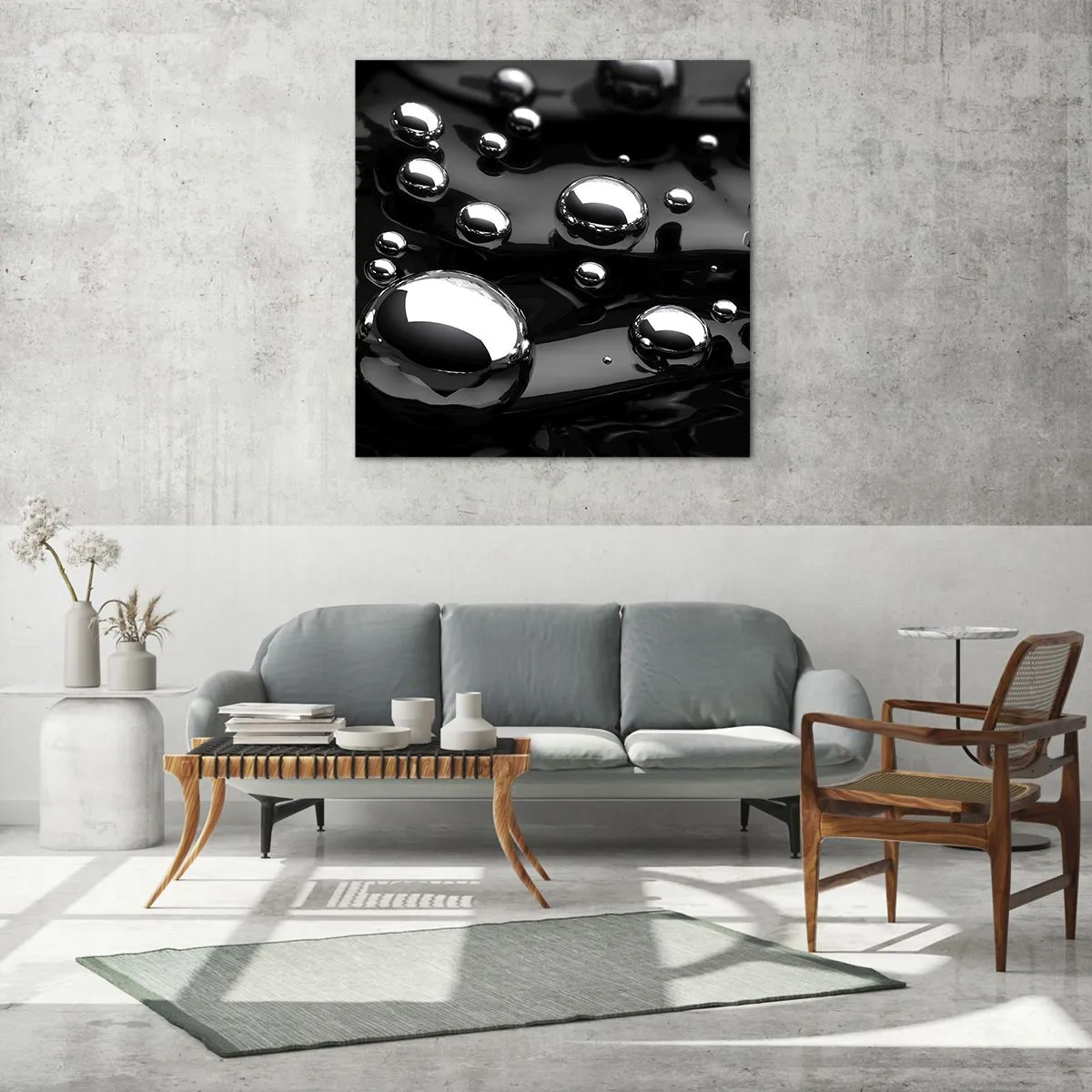 Schilderen op glas - Uit het zwarte water - 70x70 cm