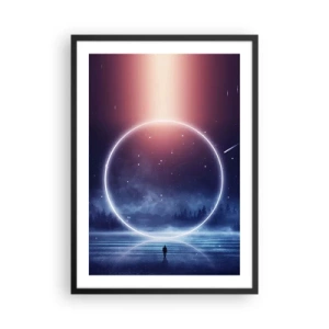 Poster in een zwarte lijst - Silhouet van een persoon in een lichtcirkel tegen een achtergrond van sterren - 50x70cm - Ze zijn er al... - Moderne wanddecoratie voor woonkamer en slaapkamer ARTTOR