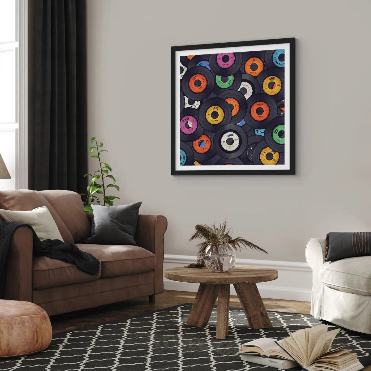 Poster in een zwarte lijst - De kleuren van de klassiekers - 50x50 cm