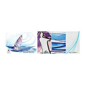 Fotobehang Monster Premium Canvas - Met de wind op het ritme van de golven - Het windsurfen, Sport, Zee - 100x30 cm