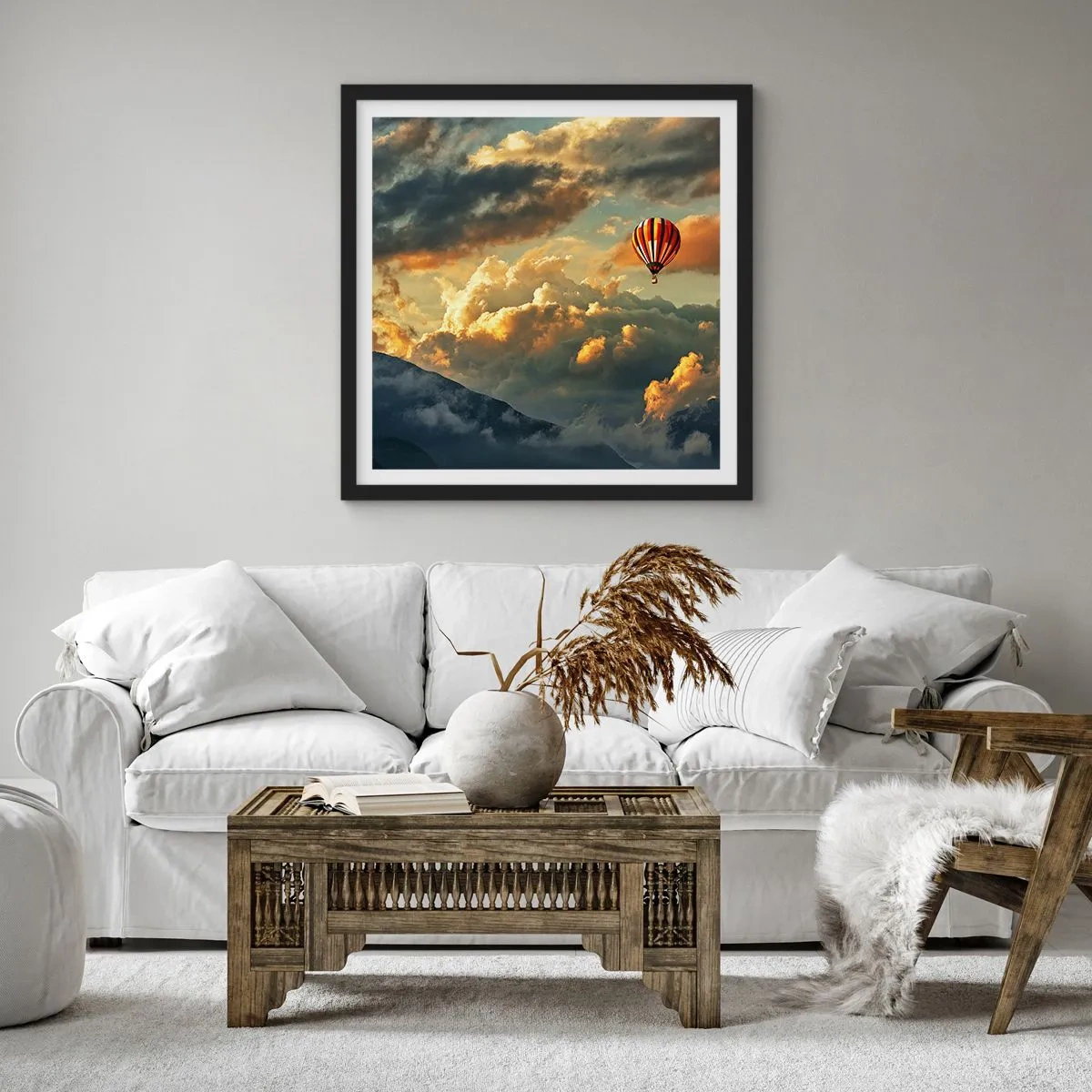 Poster in een zwarte lijst - Ik vlieg omdat ik dat wil - 60x60 cm