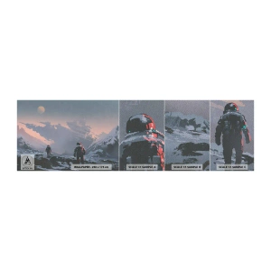 Fotobehang Monster Premium Sand - Onder een onbekende ster - Abstractie, Astronaut, Kosmonaut - 100x30 cm