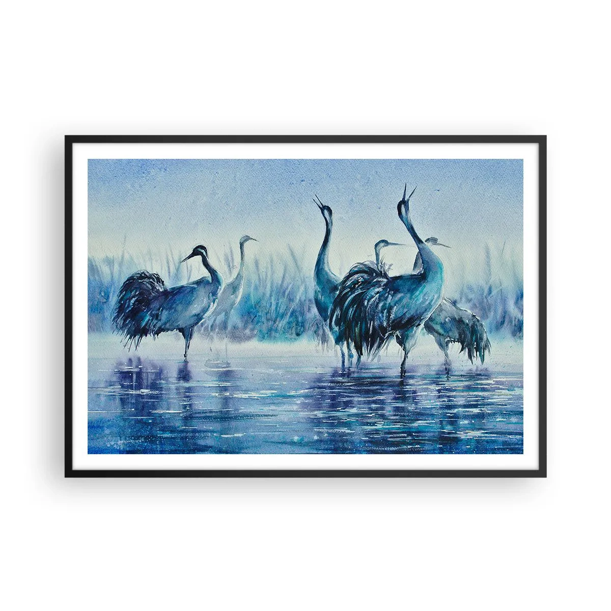 Poster in een zwarte lijst - Ochtendvergadering - 100x70 cm