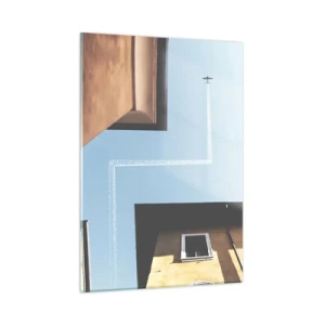 Schilderen op glas - Boven het doolhof van de stad - 50x70 cm