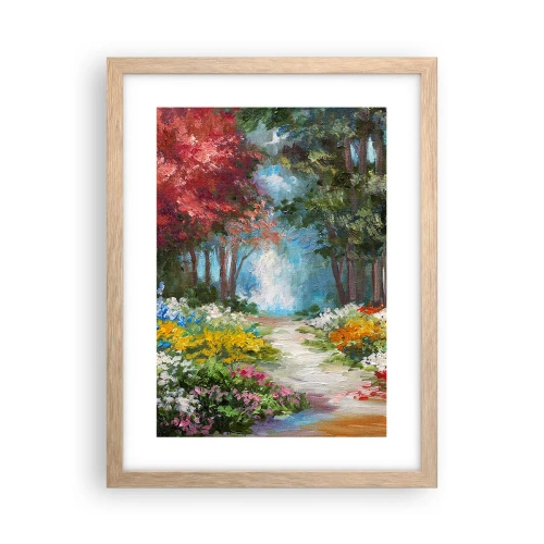 Een poster in een licht eiken lijst - Bostuin, bloemenbos - 30x40 cm