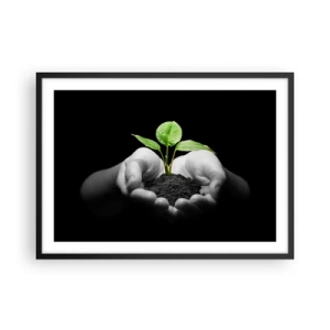 Poster in een zwarte lijst - Ik hou van de natuur, ik bescherm haar - 70x50 cm