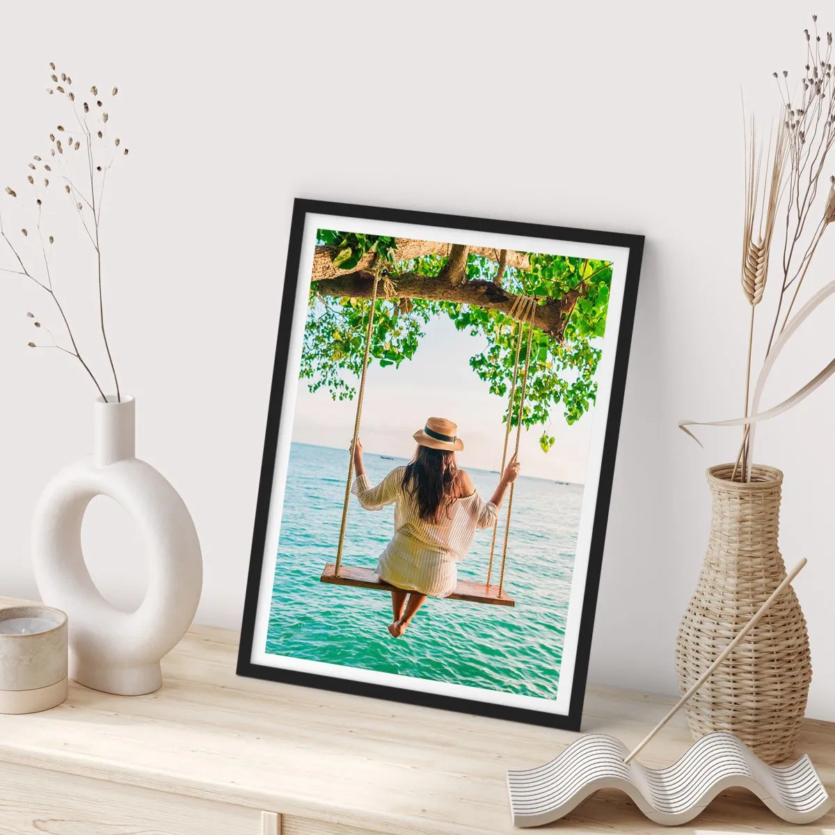 Poster in een zwarte lijst - Het leven is prachtig - 30x40 cm