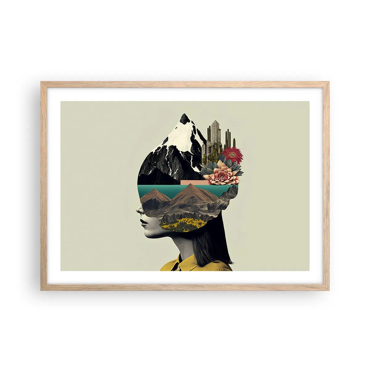 Een poster in een licht eiken lijst - Vrouw – altijd een mysterie - 70x50 cm