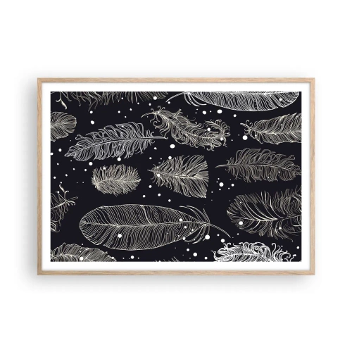 Een poster in een licht eiken lijst - Gevederde kant - 100x70 cm