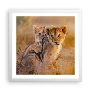 Poster in een witte lijst - Niet storen! We hebben plezier - 50x50 cm