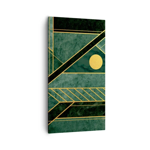 Schilderen op canvas - Dynamiek van goud en azuur - 55x100 cm