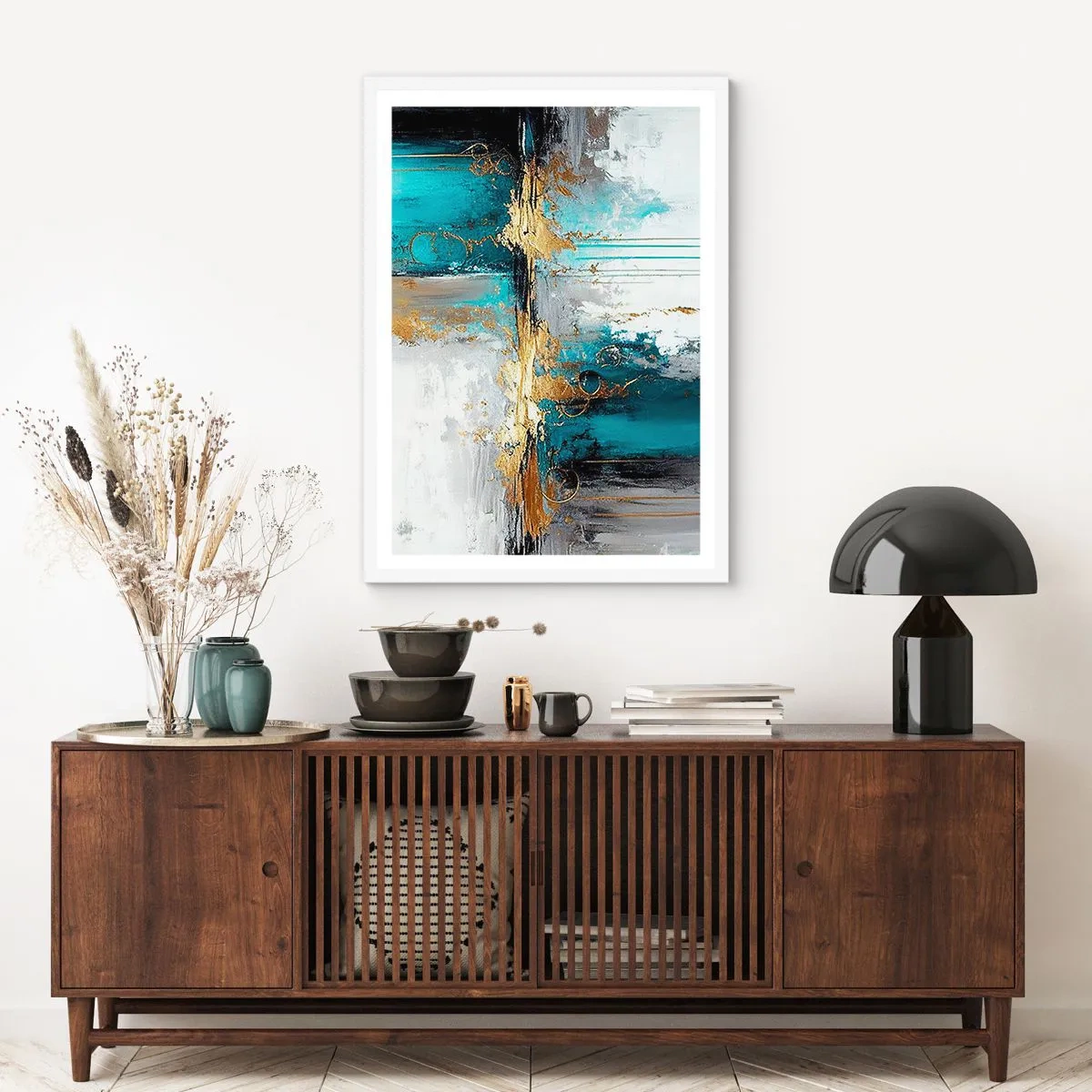 Poster in een witte lijst - Alles vloeit - 30x40 cm