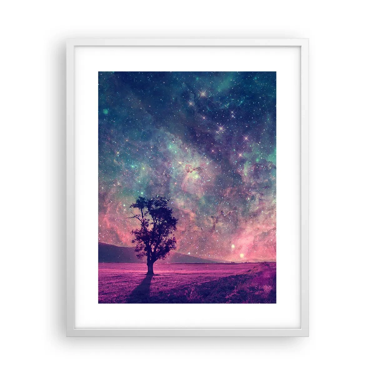 Poster in een witte lijst - Onder de magische hemel - 40x50 cm