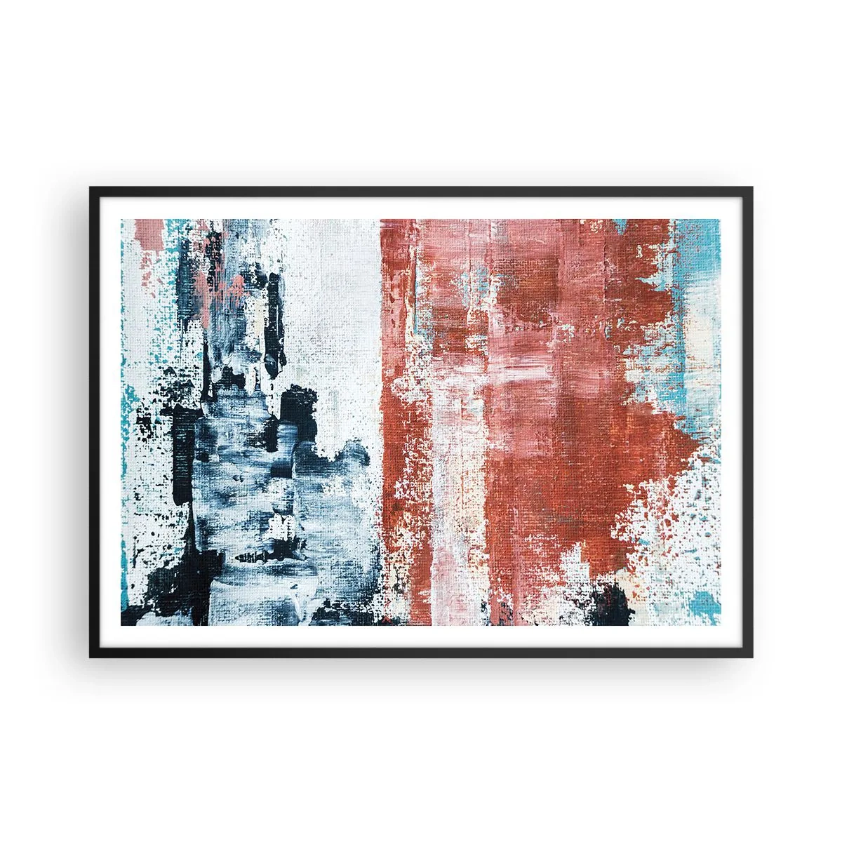 Poster in een zwarte lijst - Fifty Fifty abstract - 100x70 cm