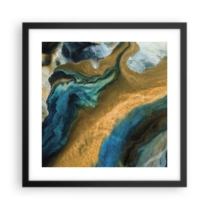 Poster in een zwarte lijst - Blauw - geel - wederzijdse invloeden - 40x40 cm