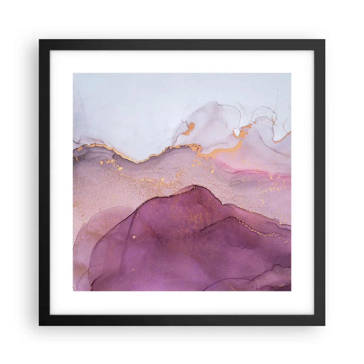 Poster in een zwarte lijst - Lila en paarse golven - 40x40 cm