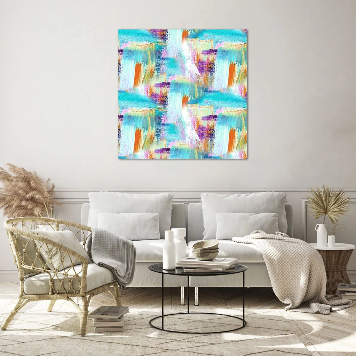 Schilderen op glas - Vrolijk vlekkerig en besmeurd - 60x60 cm
