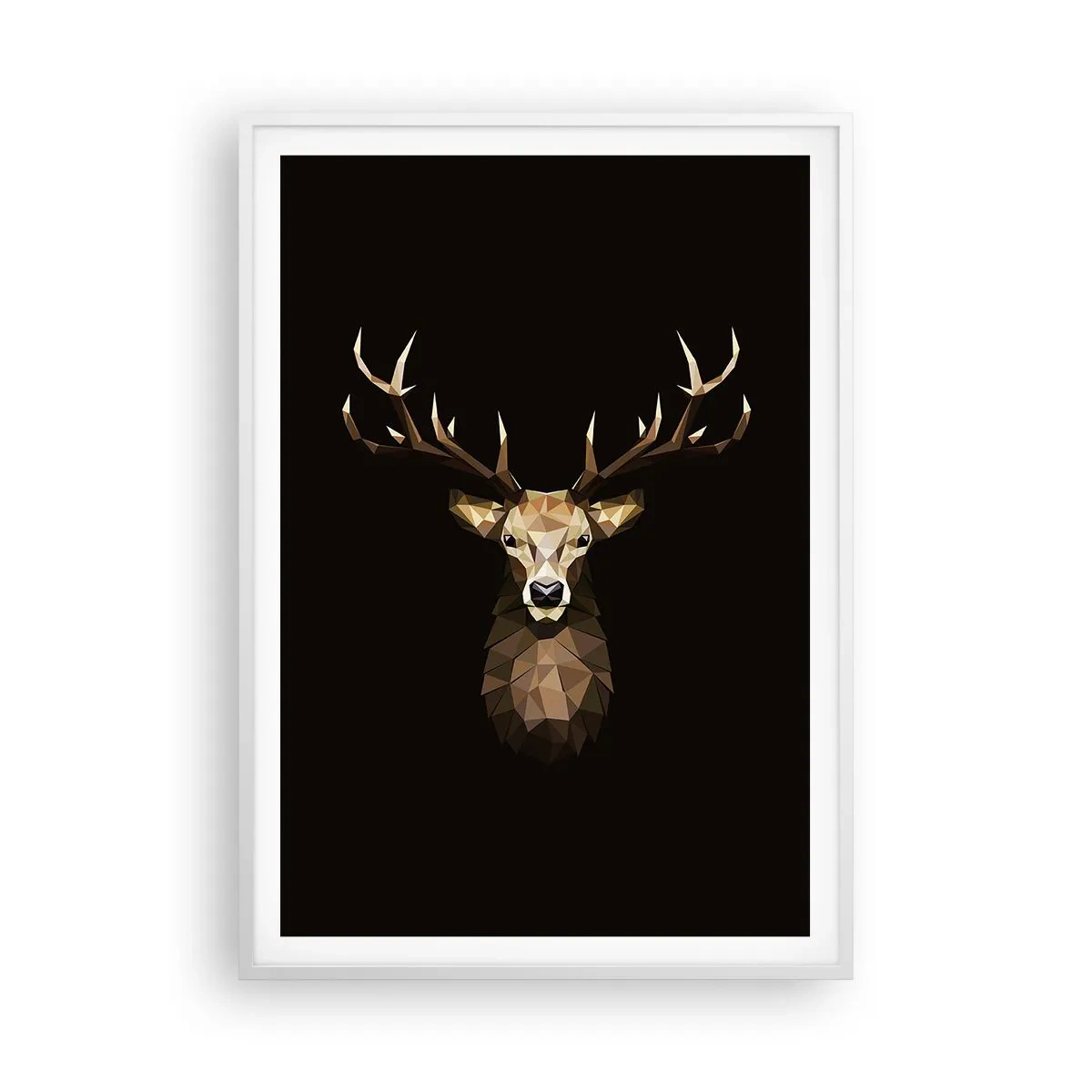 Poster in een witte lijst - Kubistische herten - 70x100 cm