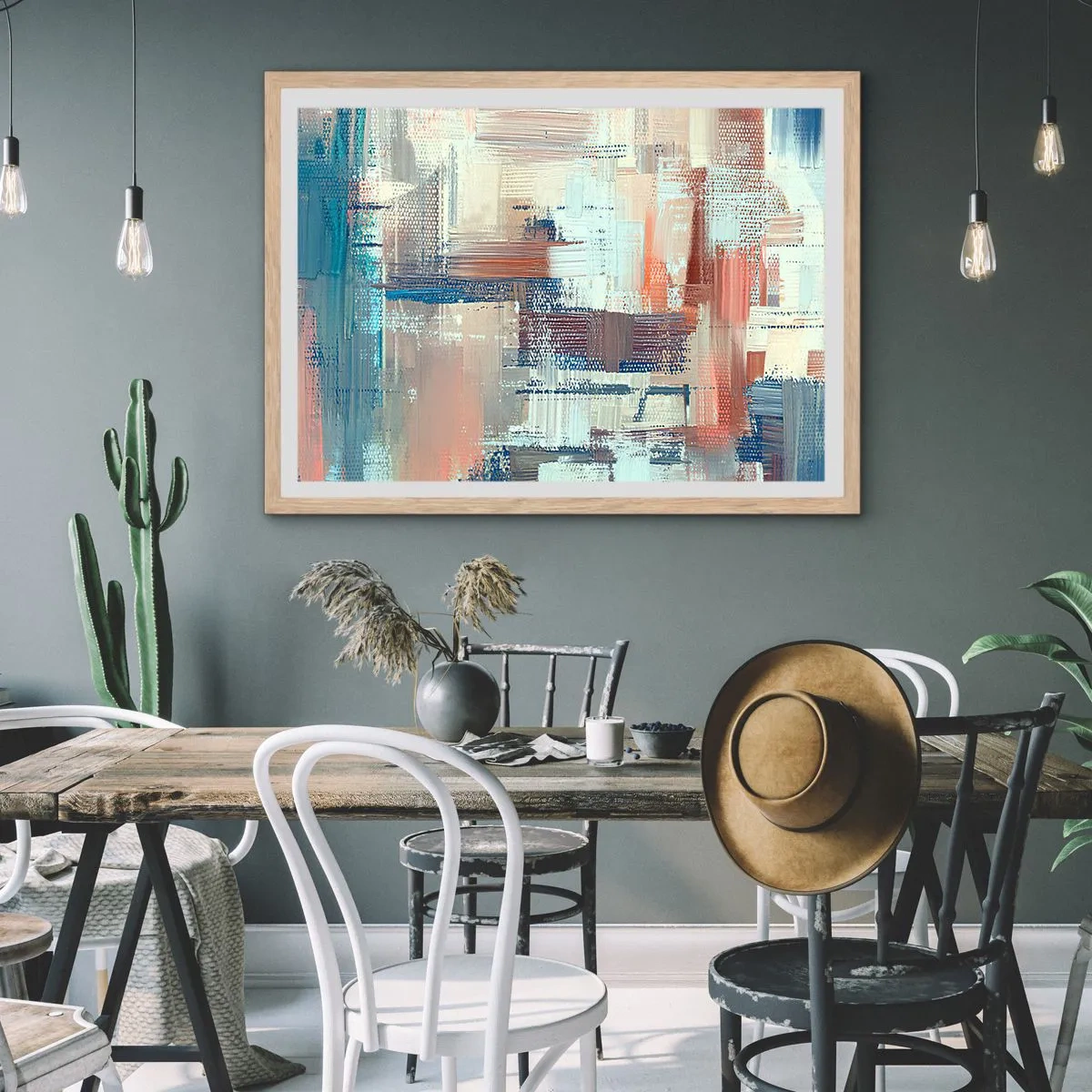 Een poster in een licht eiken lijst - Het licht bereiken - 50x40 cm